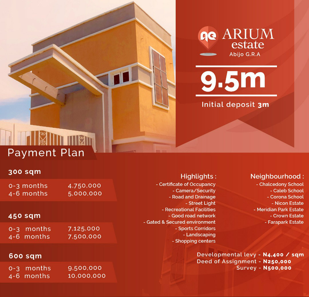 Land for sale in Arium Estate Abijo